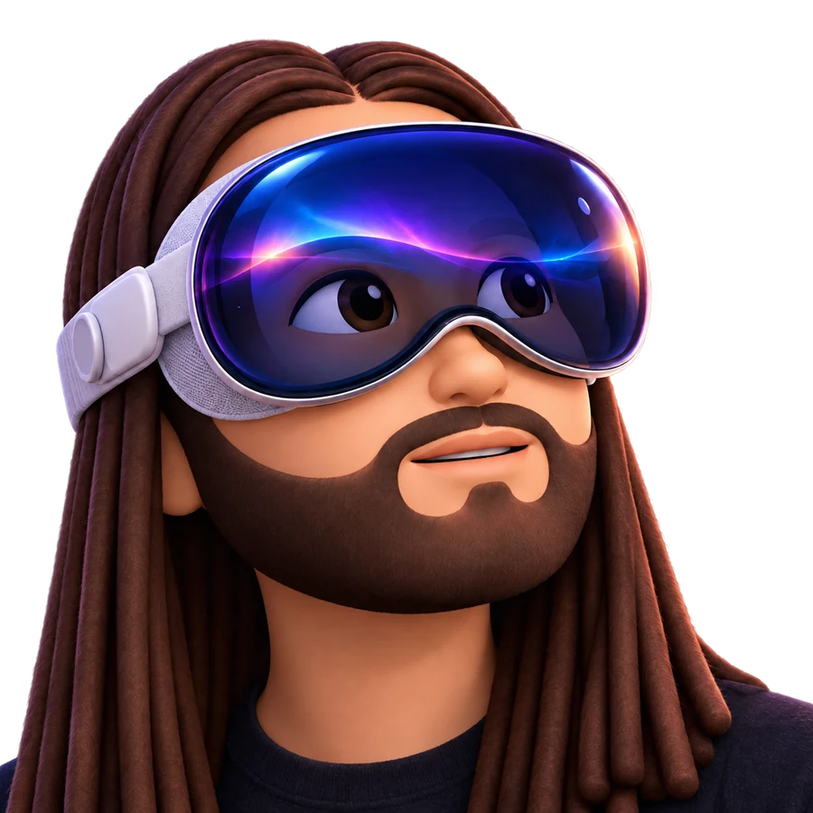 Kingsley’s Memoji wearing Apple Vision Pro
